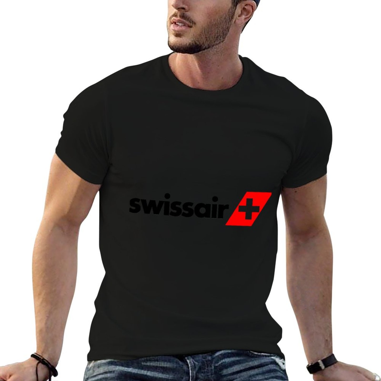 Anime Merchandise Logo - Футболка с логотипом Swissair, мужская футболка,